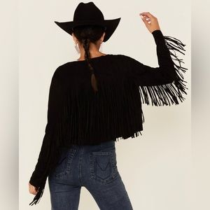Forever21 Black Faux Suede Fringe Jacket